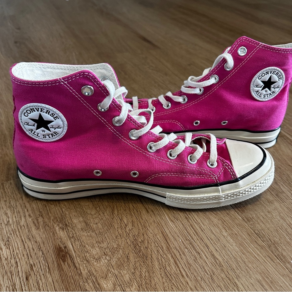 Converse Chuck Taylor High Top Hot Pink Canvas Sneakers Size 12 Barbiecore - Picture 2 of 13